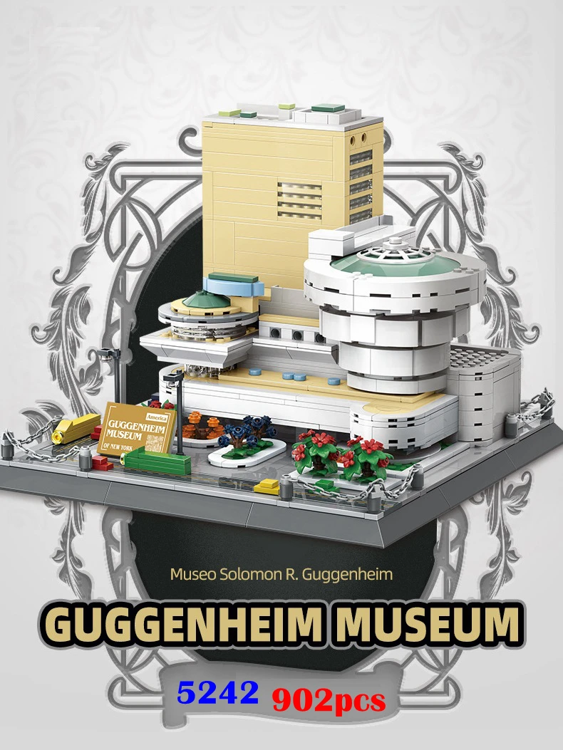 

wange Model City Architecture Guggenheim Museum Symbol Street View Building Blocks Set Moc Bricks DIY Assembled Toys Gifts