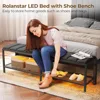 Full Bed Frame, with Charging Station & LED Lights, Upholstered Headboard with Storage Shelves, No Box Spring Needed, Bed Frame 5