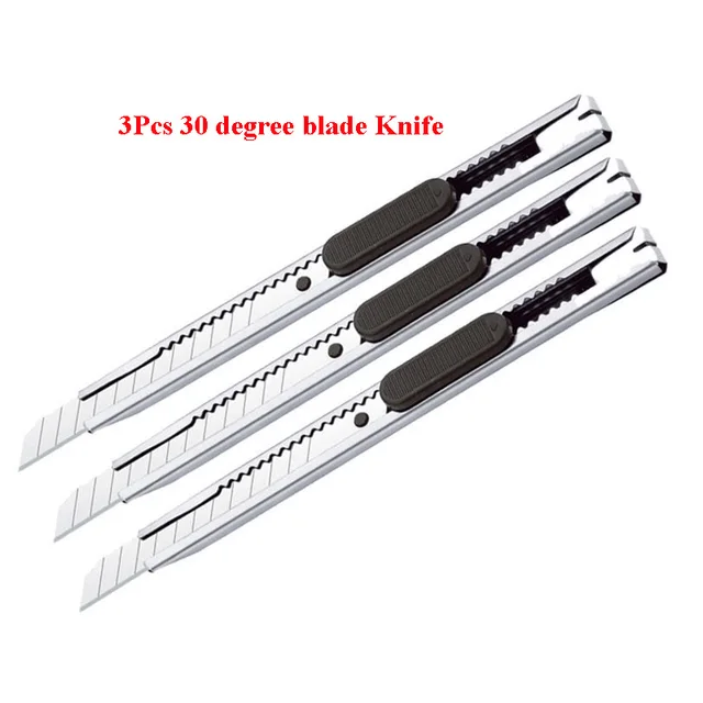 3Pcs Car Vinyl Wrap Utility Knife 9mm Snap Off Utility Knife Blades 30/