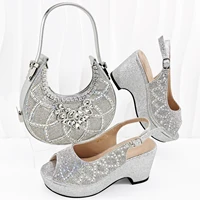 doershow Italian Shoe and Bag Set New 2024 Women Shoes and Bag Set In Italy gold Italian Shoes with Matching Bag BNM1-6 2