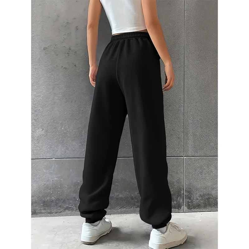 Women's Fashion Pants Casual Loose Sweatpants Drawstring Pants Solid Colour Elastic Waist Female Pants New Street Wear - 2