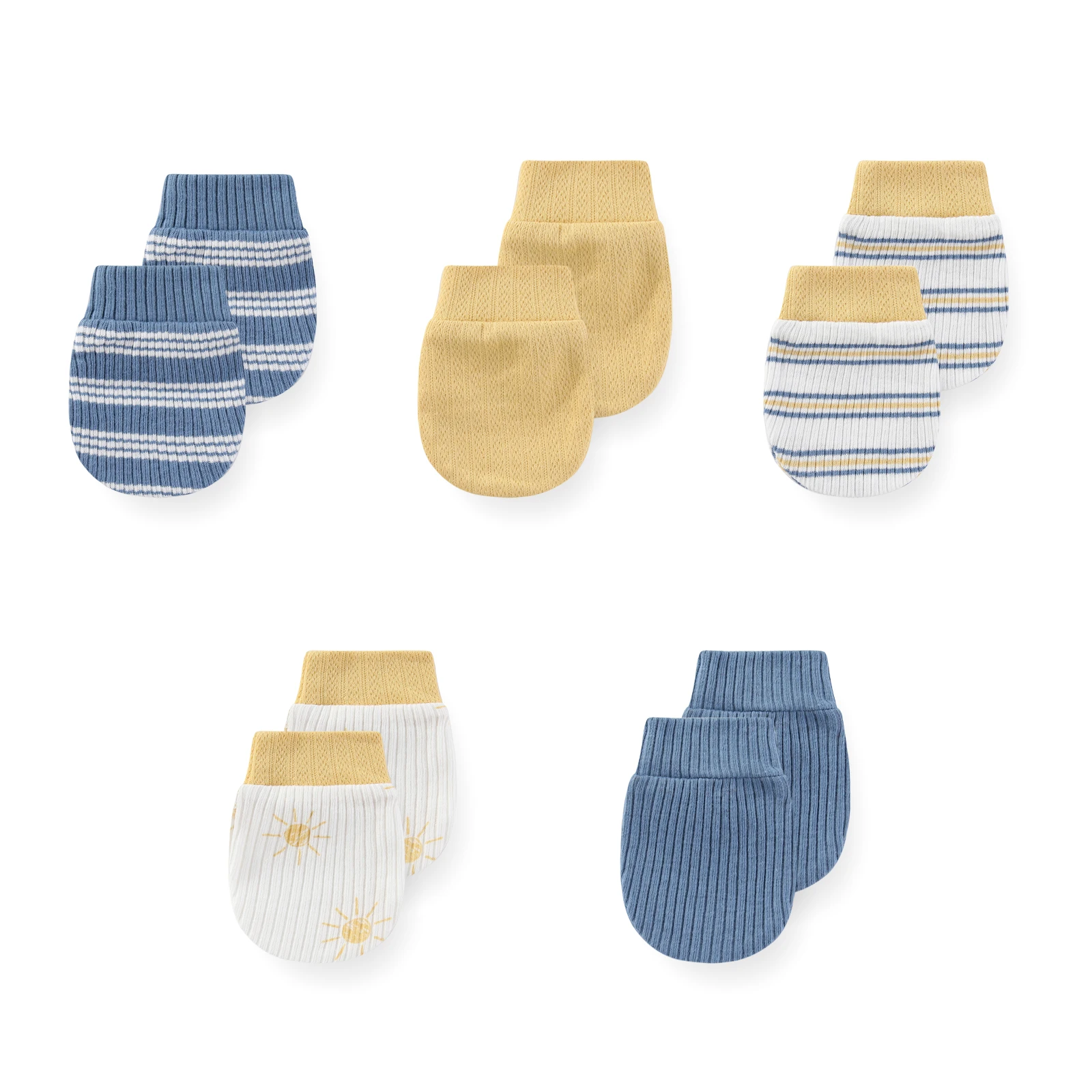 Newborn 5 Pairs Baby Girl Gloves Cotton Cartoon Print Baby Boy Mittens 0-6Months Solid Color Accessories