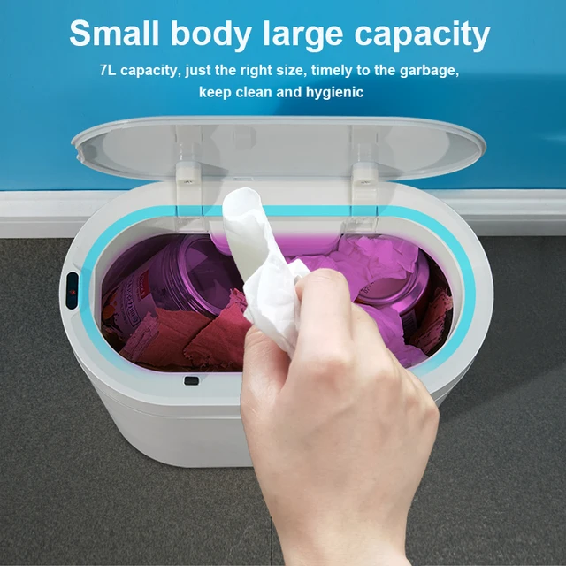 Automatic Sensor Trash Can with lid 7L 9L Waterproof Narrow Bathroom Trash Can Kitchen Garbage Bin Office Wastebasket Dustbin 4