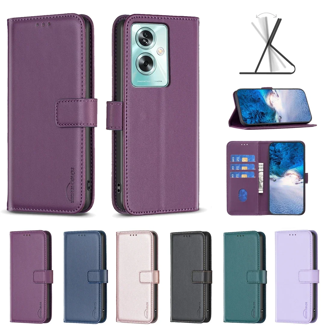 Leather Flip Wallet Case with Magnetic Buckle
