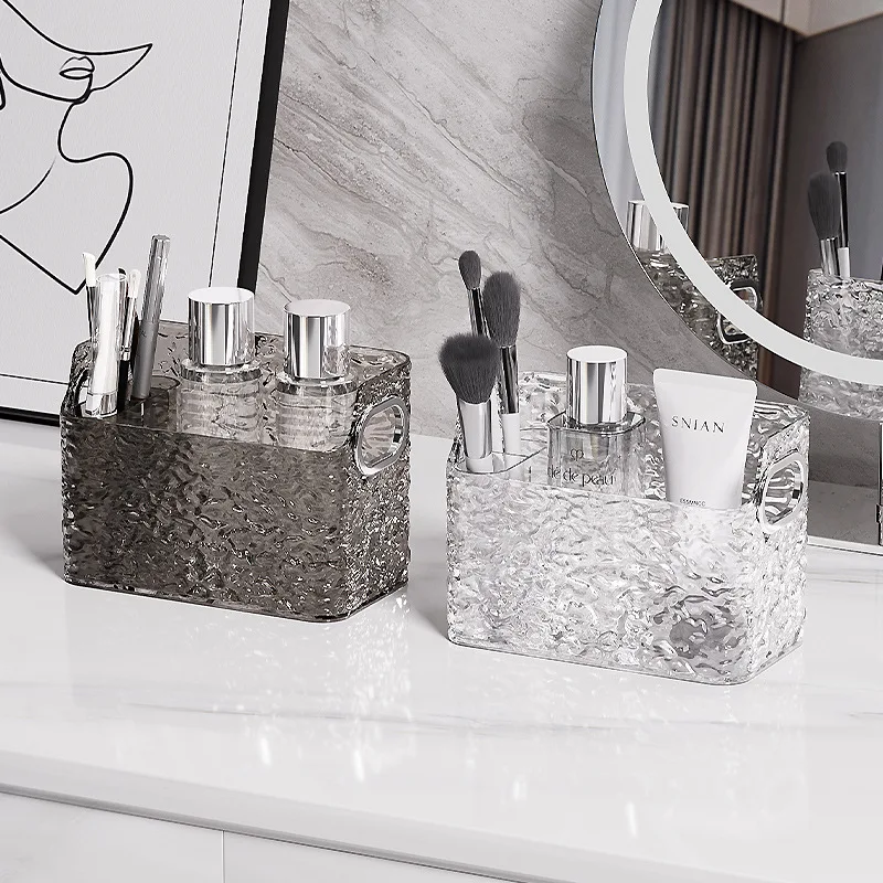 Light Luxury Water Corrugated Trapezoidal Open Desktop Storage Box Cosmetics Storage Box Multi-grid Makeup Organizer Box 2