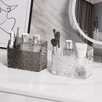 Light Luxury Water Corrugated Trapezoidal Open Desktop Storage Box Cosmetics Storage Box Multi-grid Makeup Organizer Box 2
