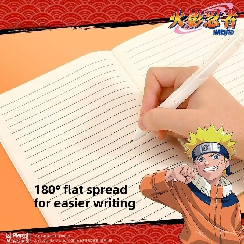 Naruto Anime-Inspired A5 Grid Notebook with PU Cover & Car Line Binding
