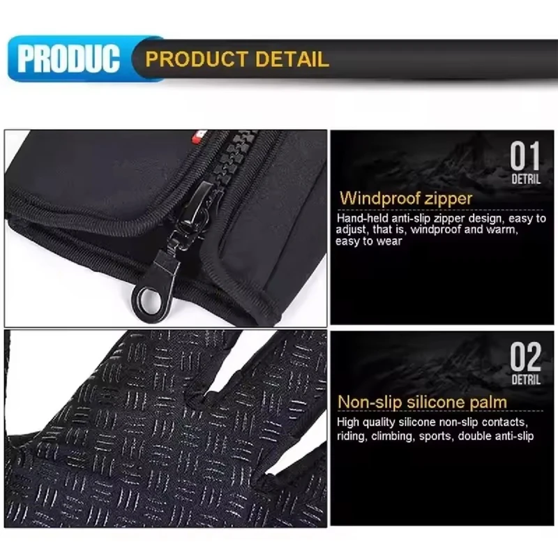 Men's Autumn and Winter Cold Resistant Bicycle Gloves Warm Outdoor Sports Running  Camping Skiing Gloves Motorcycle