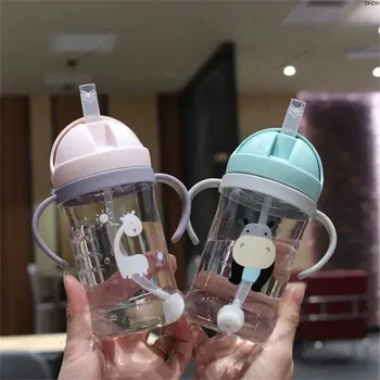 350ml Baby Feed Drinking Water Cup with Straw Anti-choking Shatter-resistant Kids Water Bottle Bebe Learning Drinking Water Cups