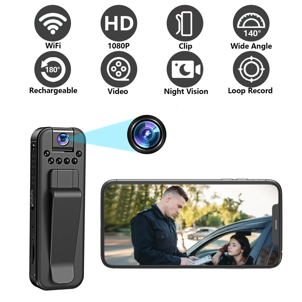 Description Picture 5 of itemHD 1080P Mini Camera WiFi Infrared Night Vision Police Body Cam Motion Detection Small Body Camera Video Surveillance Camcorder