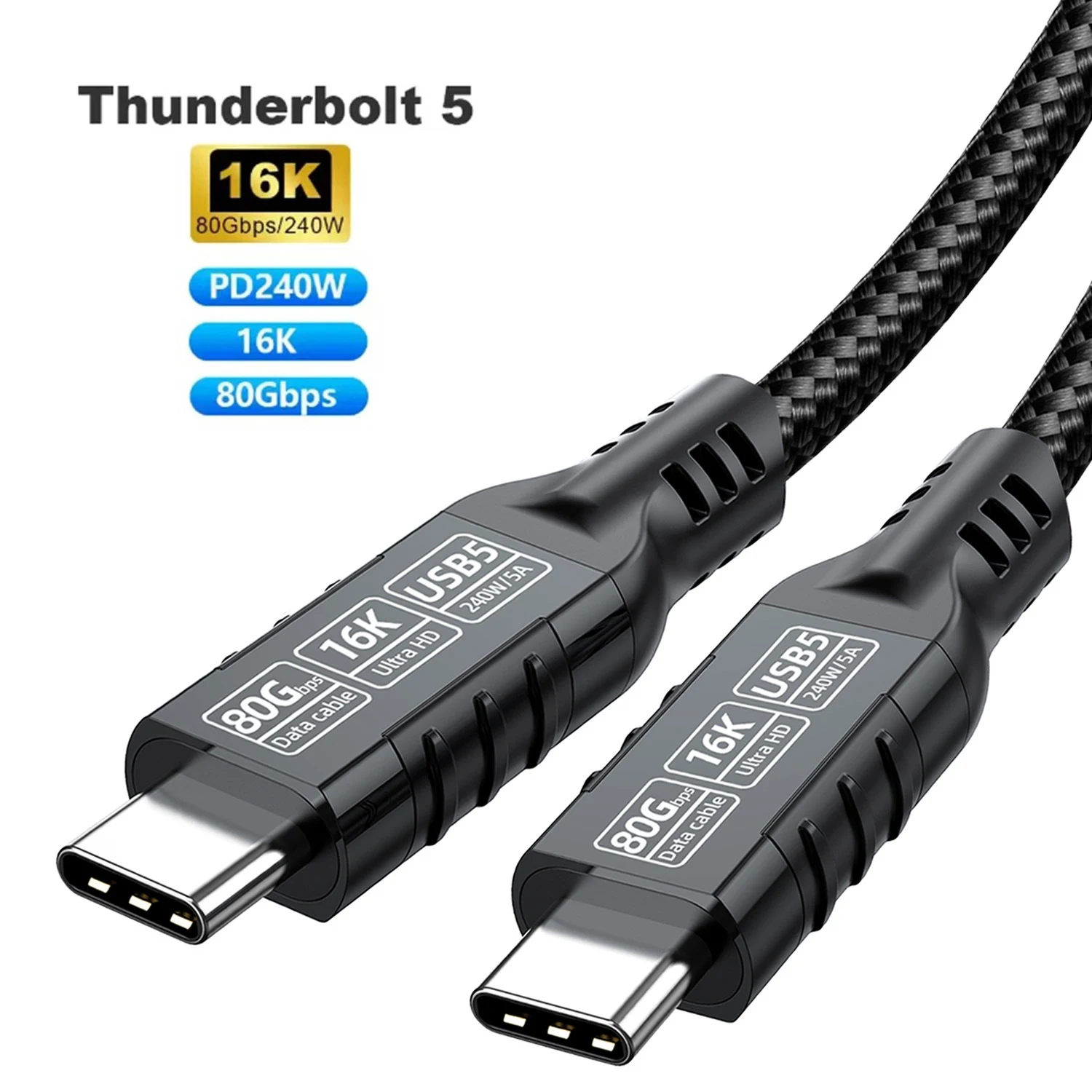 Premium High-Speed Type-C to USB Cable - 240W Power Delivery & 80Gbps Thunderbolt Performance