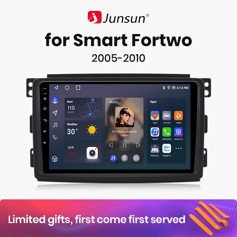 

Junsun V1 AI Voice Wireless CarPlay Android Auto Radio For Smart Fortwo 451 2005 - 2010 4G Car Multimedia GPS 2din autoradio