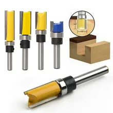 

4pcs/set Woodworking Trimming Router Bit 6.35mm Template Cutter 1/4" Shank Straight Blades With Bearing Wood Flush Trim Set