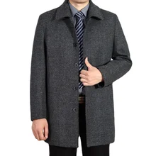

Men's Clothing Large Size Mens Middle-aged Elderly Autumn/winter Woolen Coat with Long Thick Woolen Cloth Large Size Casual Coat