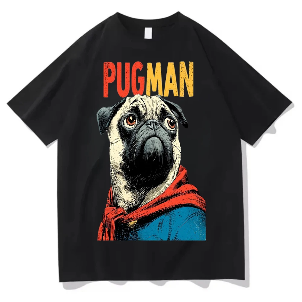 Sommer Damen Cooles T-Shirt mit Aufdruck Mops-Hund Grafik-T-Shirts Kurzarm Lässiges Lustiges Tier-Hunde-T-Shirt Streetwear Y2k