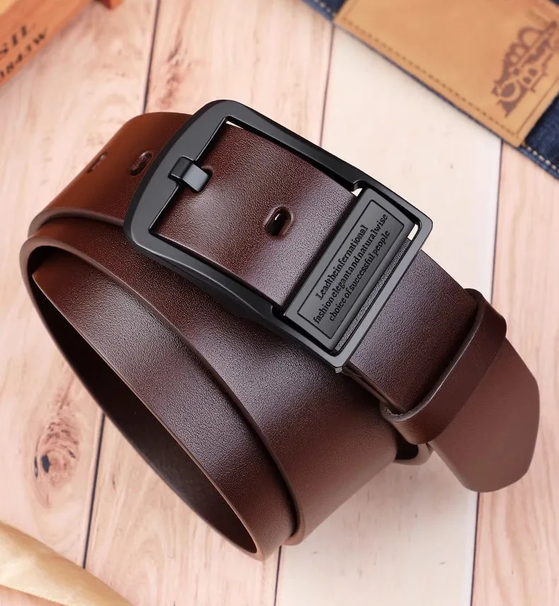 Neue Leder Rindsleder herren Gürtel Mode Metall Legierung Pin Schnalle Erwachsene Luxus Marke Jeans Business Casual Taille Männlich Strap Marke – Detail 3