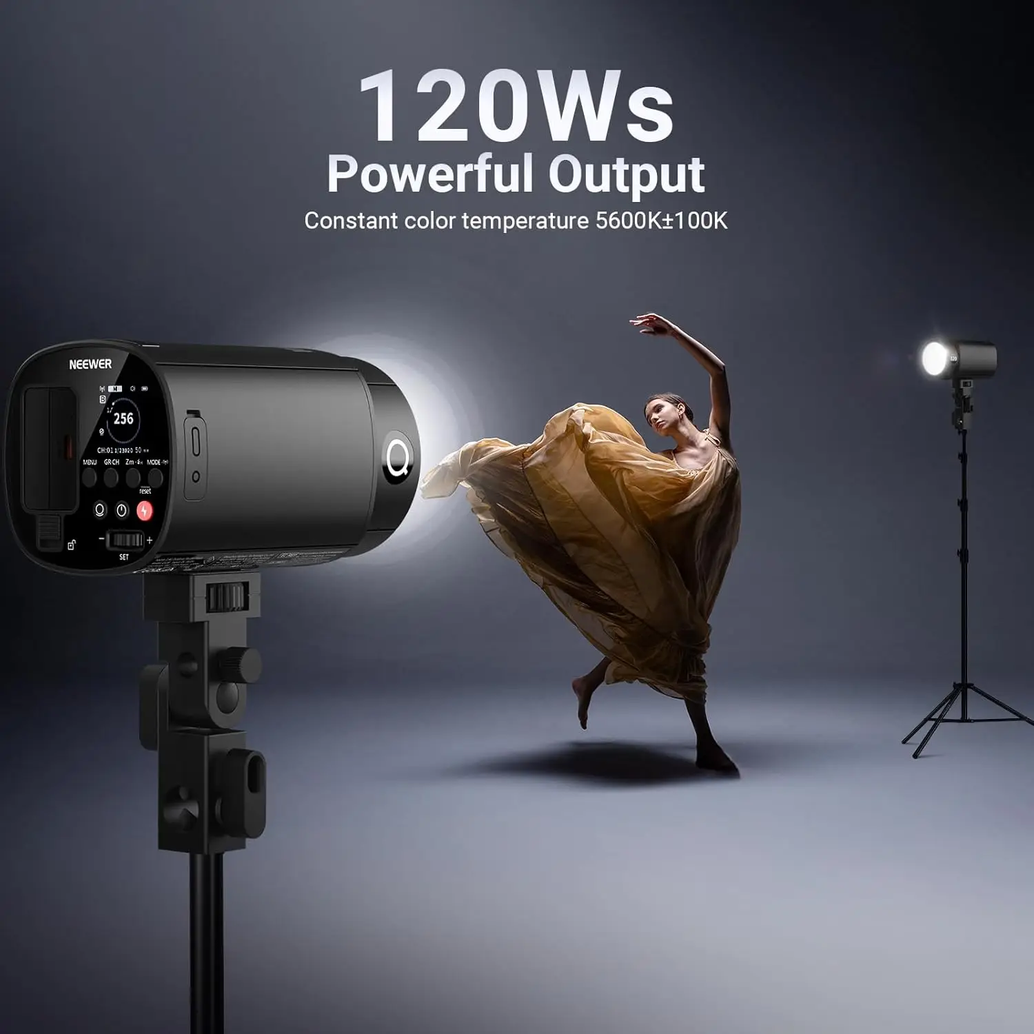 NEEWER 120Ws 2.4G TTL 야외용 포켓 플래시 스트로브, 휴대용 스튜디오 스피드라이트 1/8000s HSS 모노라이트 (모델링 라이트 포함)