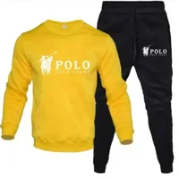 Sweat-shirt deux pièces à col rond pour hommes + pantalon de jogging, mode automne et hiver, fitness en plein air et ensemble de vêtements de sport décontractés 5