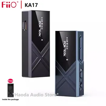 FiiO KA17 휴대용 USB DAC 오디오 하이파이 디코더, 안드로이드 iOS Mac Win10 용, 듀얼 ES9069Q PCM768 DSD512 3.5 4.4mm 출력
