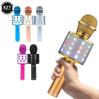 휴대용 무선 노래방 마이크, 블루투스 휴대용 스피커, 가정용 KTV 플레이어, 춤추는 LED 조명, 녹음 기능