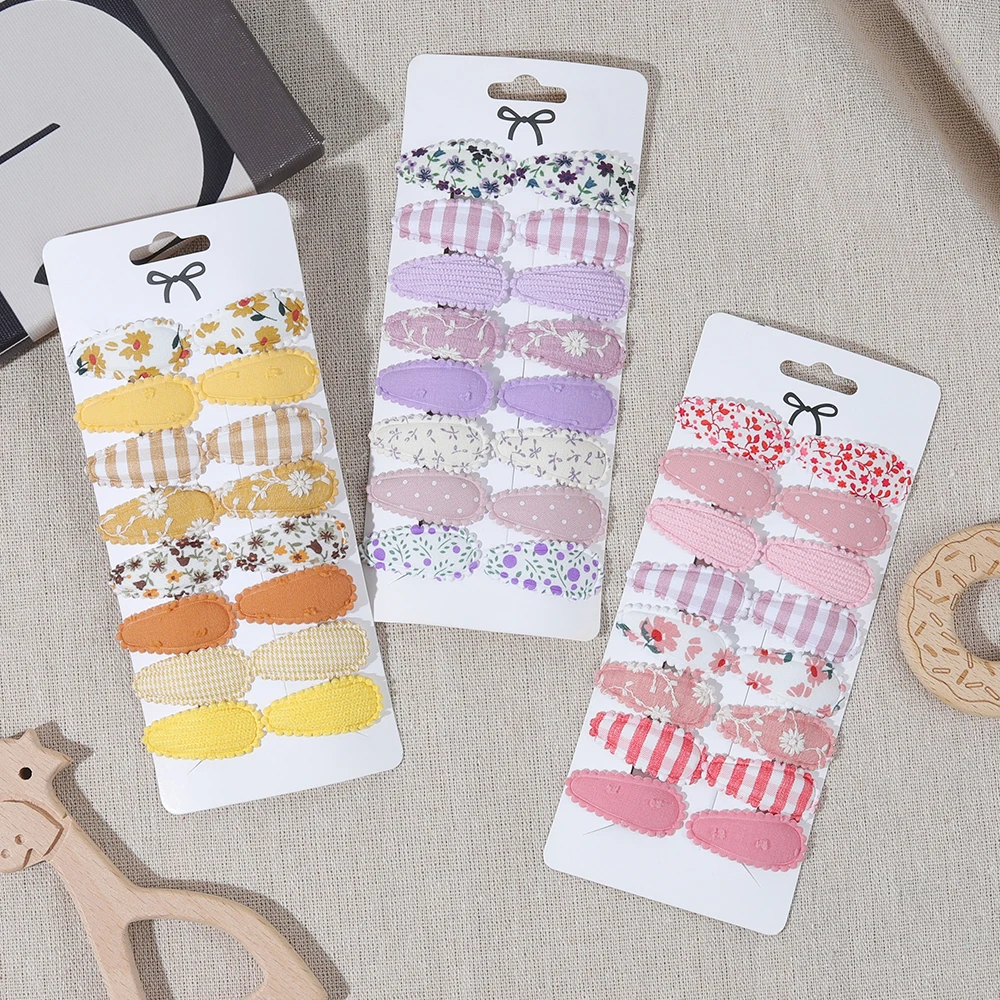 10/16PCS Baumwolle Strukturierte Mädchen Haar Clip BB Clip Nette Bunte Blumen Candy Farbe Passenden Kind Barrettes Baby haar Zubehör Geschenk