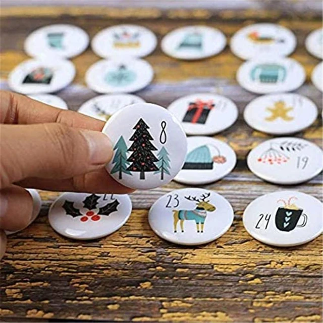 Christmas Button Pins Advent Calendar 1-24 Number Badges Brooch Christmas  Calendar Button Pins For DIY Xmas Gift Bag Decor - AliExpress