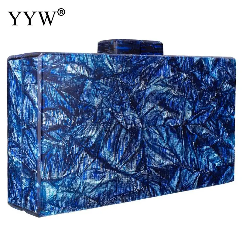 Acrylic Women'S Bag Luxury Designer Bag Blue Evening Clutch Bag For Wedding Party With Chain Shoulder Purse Female Box Handbag