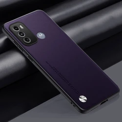 Luxury PU Leather Shockproof Phone Case - Enhanced Full Protection Back Cover - Motorola Moto G60 (Purple)