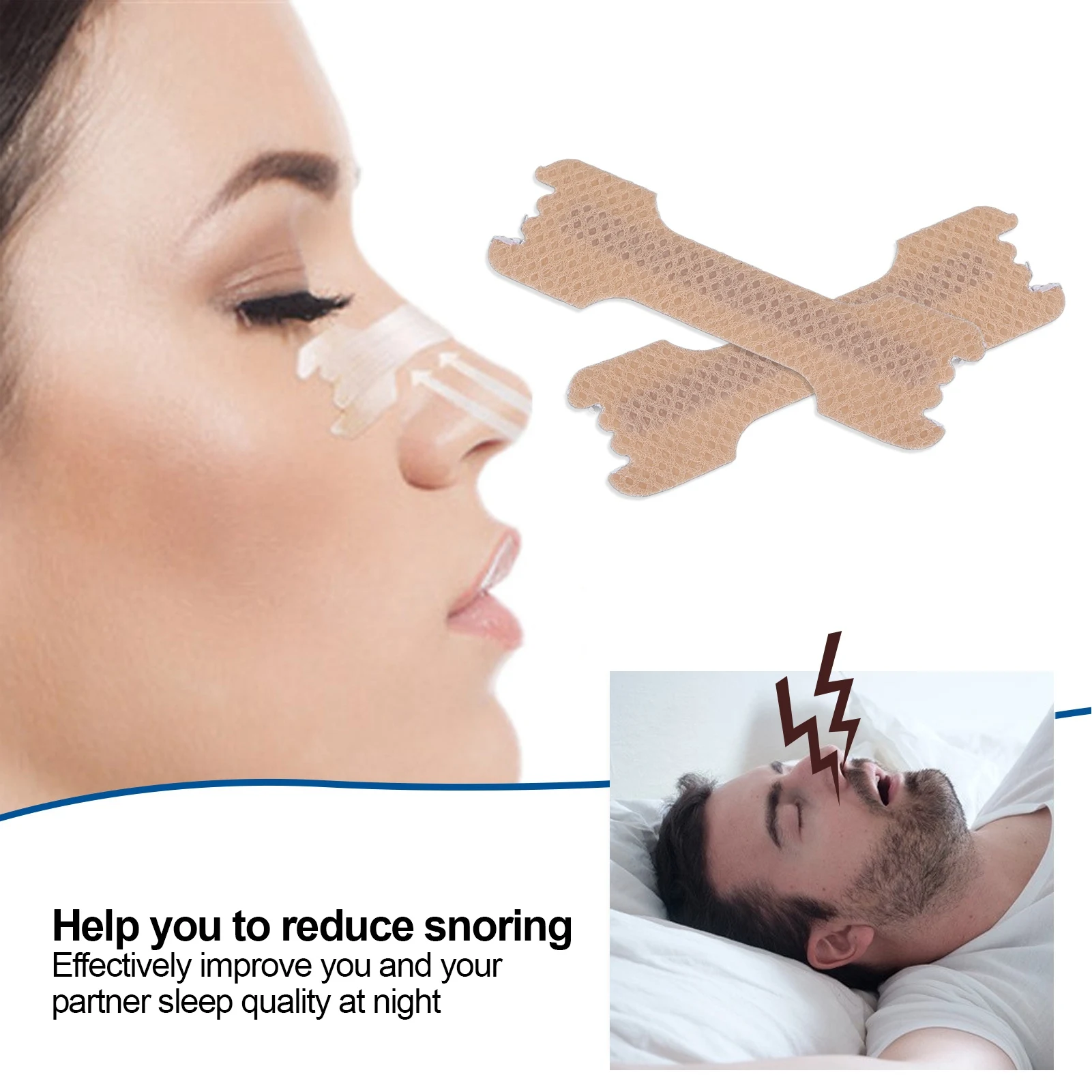 Nasal Strips Reduce Snoring Improve Sleep Promote Smoothly Breathing Nose Sticker Patches 50pcs nasal strips nose strips stop snoring patch snoring nose strips nasal patch anti snoring patch