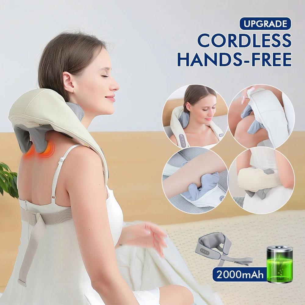 

Electric Neck Back Massager Wireless Neck And Shoulder Kneading Massage Pillow Cervical Back Muscle Relaxing Massage Shawl Gift