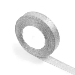 Silver Gold Glitter Silk Satin Ribbon for Party and Home Decorations - 25 Yards (Silver 15mm)