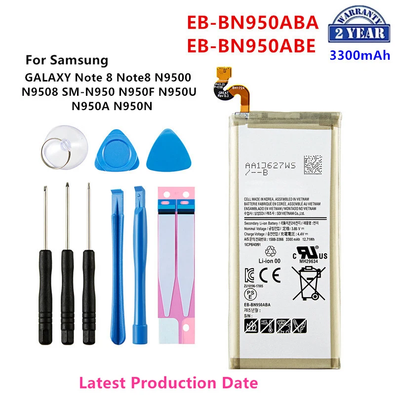 

Brand New EB-BN950ABA EB-BN950ABE 3300mAh Battery For Samsung GALAXY Note 8 N9500 N9508 SM-N950 N950F/U N950A N950N +Tools