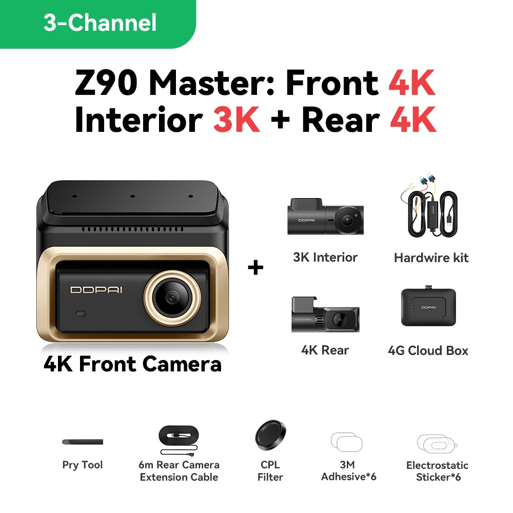 DDPAI 4K + 4K سيارة داش كام Z90Master الجبهة الخلف...