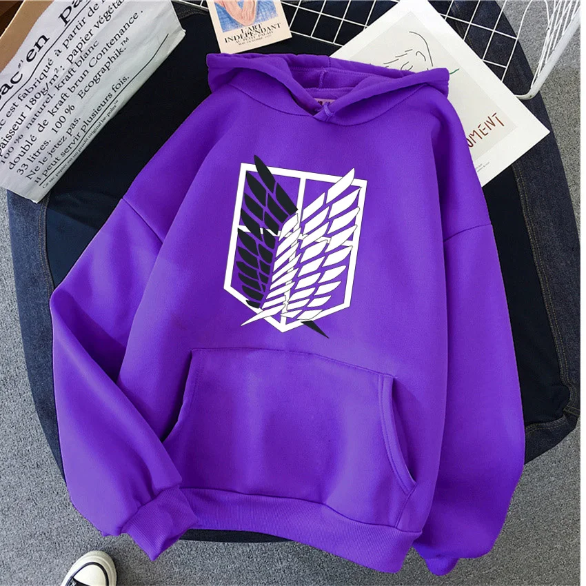 Fashion Women Hoodies Anime Attack on Titan Print Hip Hop Fleece Woman Casual Male Y2K Clothes Hoody Pullover Unisex Streetwear 6