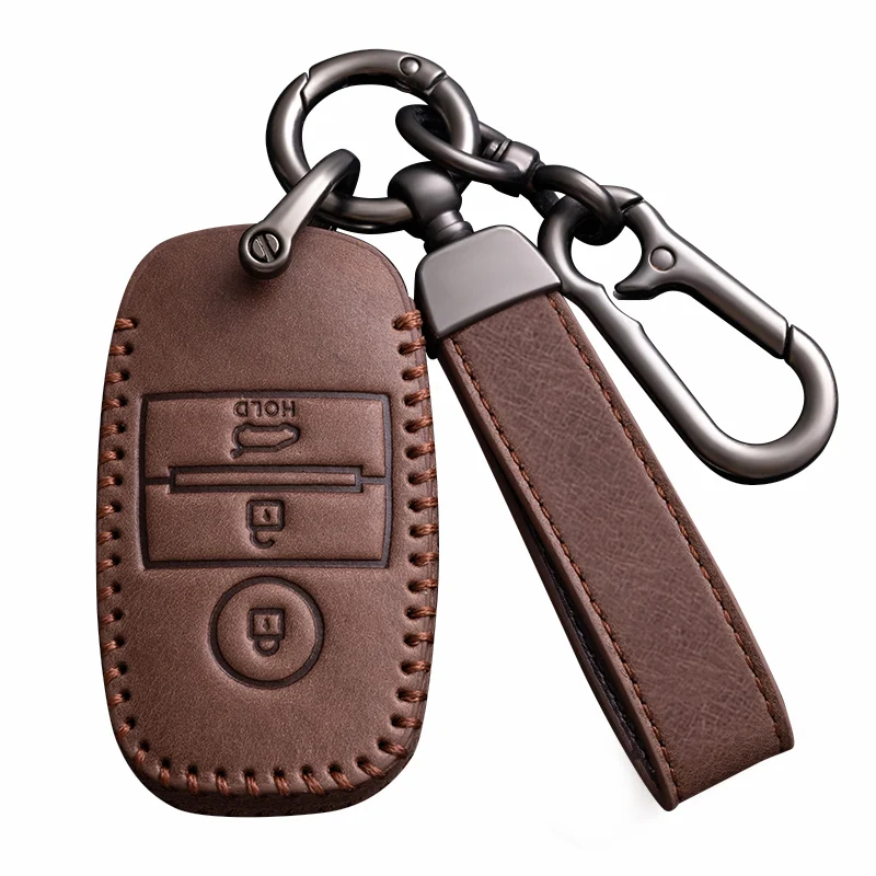 Custom High Quality Leather Car Accessories Interior Decoration Zinc Alloy Car Key Covers Case For Kia Sorento Sportage K5 K9