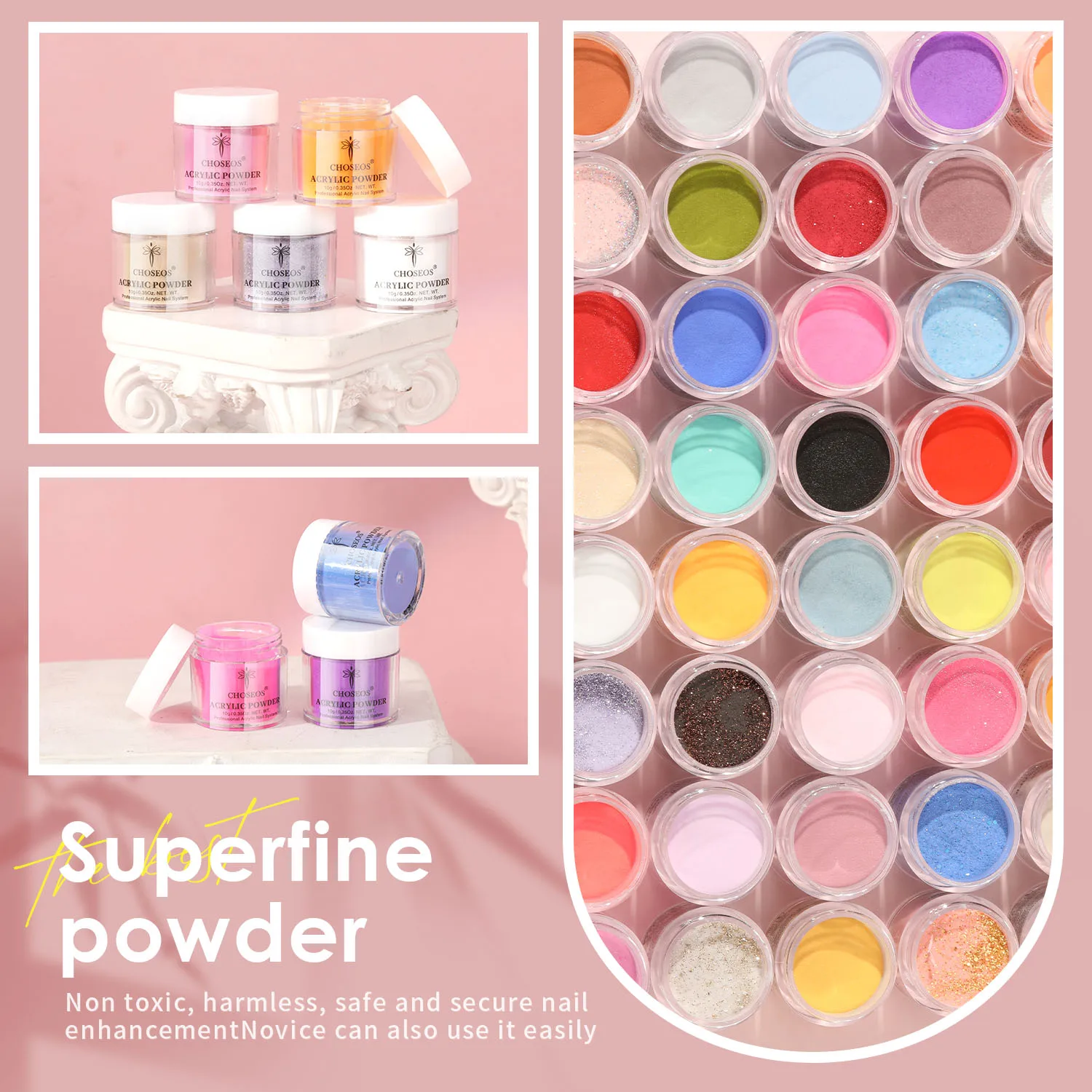 48 Color Spring Blossoms Colorful Acrylic Nail Powder (10g/0.35oz can) Professional Polymer Nail Set French Extension Set 3