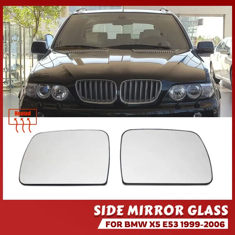 

Левое и правое боковое Белое Зеркало с подогревом стеклянное широкоугольное зеркало заднего вида для BMW X5 E53 1999 2000 2001 2002 2003 2004 2005 2006