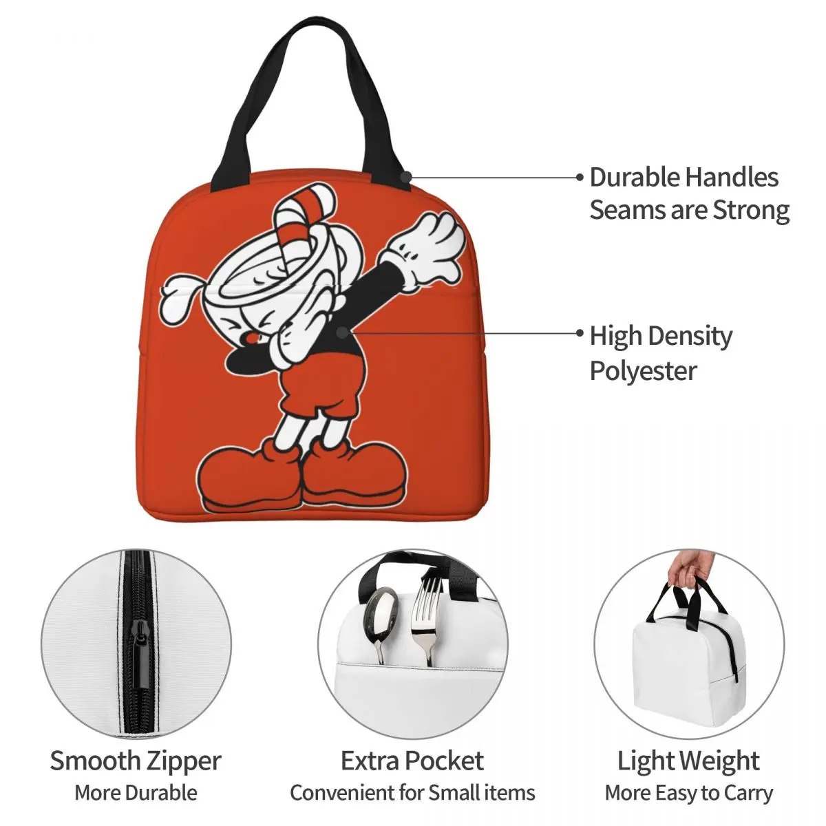 The Cuphead Still Life Cup Insulated Lunch Bag Thermal Bag Reusable Game Anime Large Tote Lunch Box Food Storage Bags Picnic