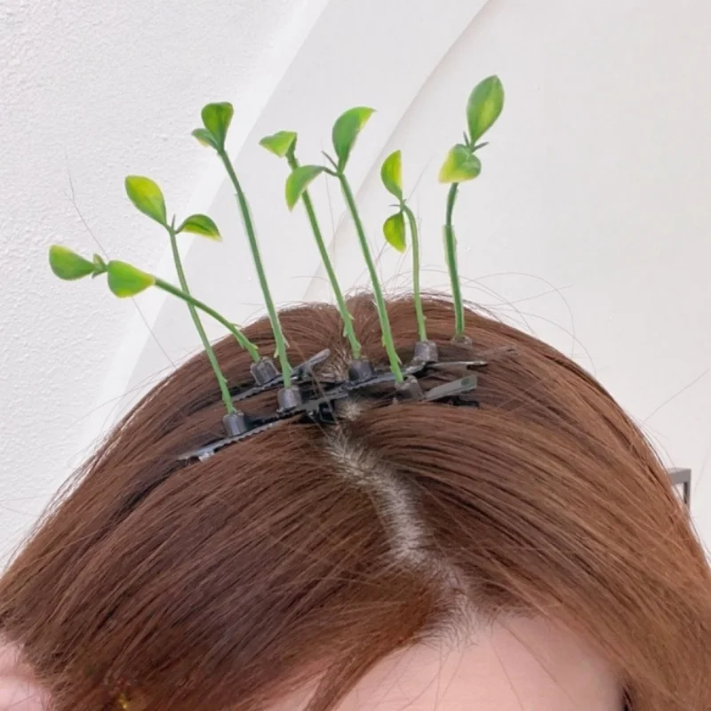 5-100pcs Grass Style Hair Clips Cute Sprout Plant Hairpins Novelty Hair Accessories for Women Girls Party Cosplay Funny Headwear