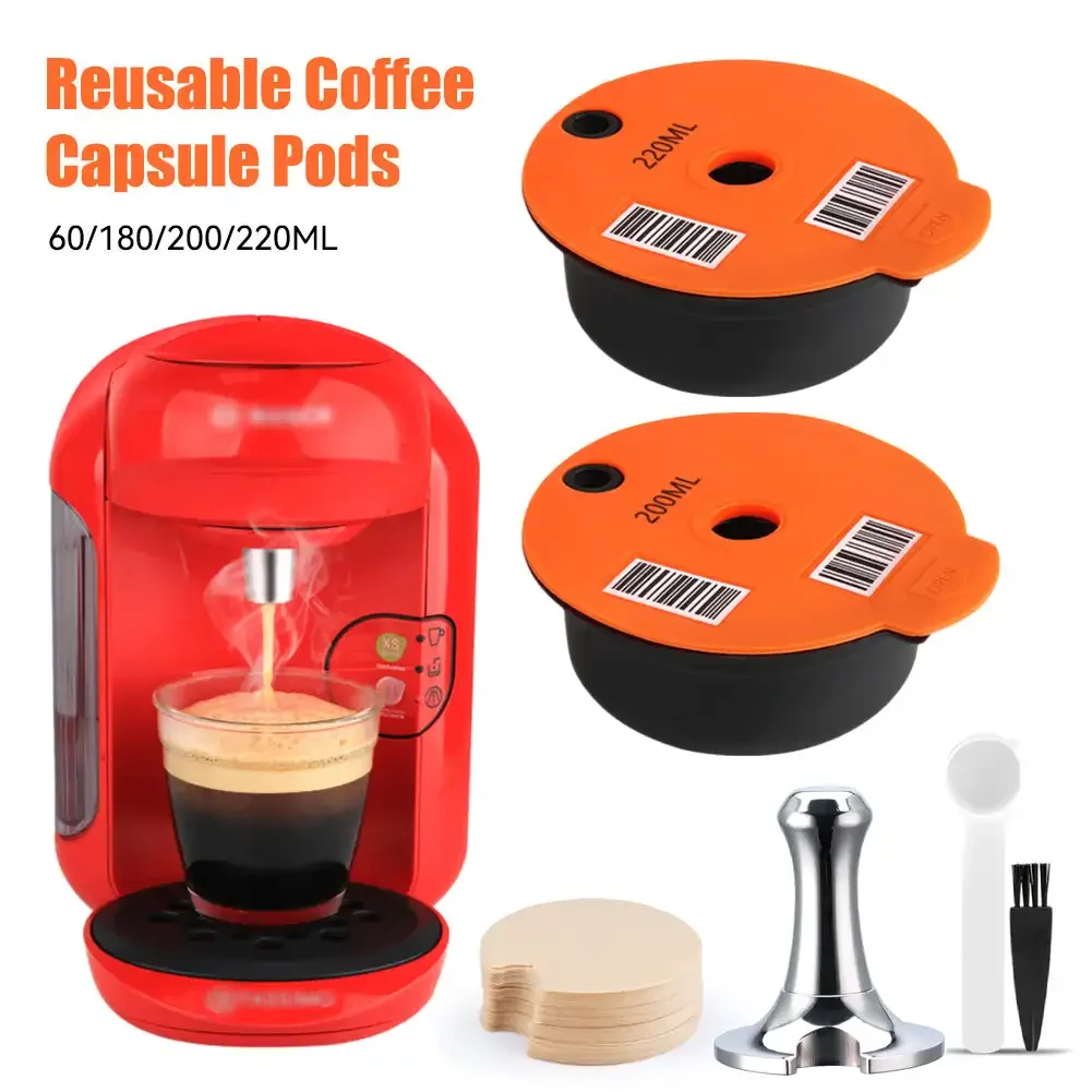 Coffee Capsule Pods Reusable Tassimo Pods Refillable Filters Pod with Silicone Lid Cap for Bosch Tassimo,reusable coffee capsules
