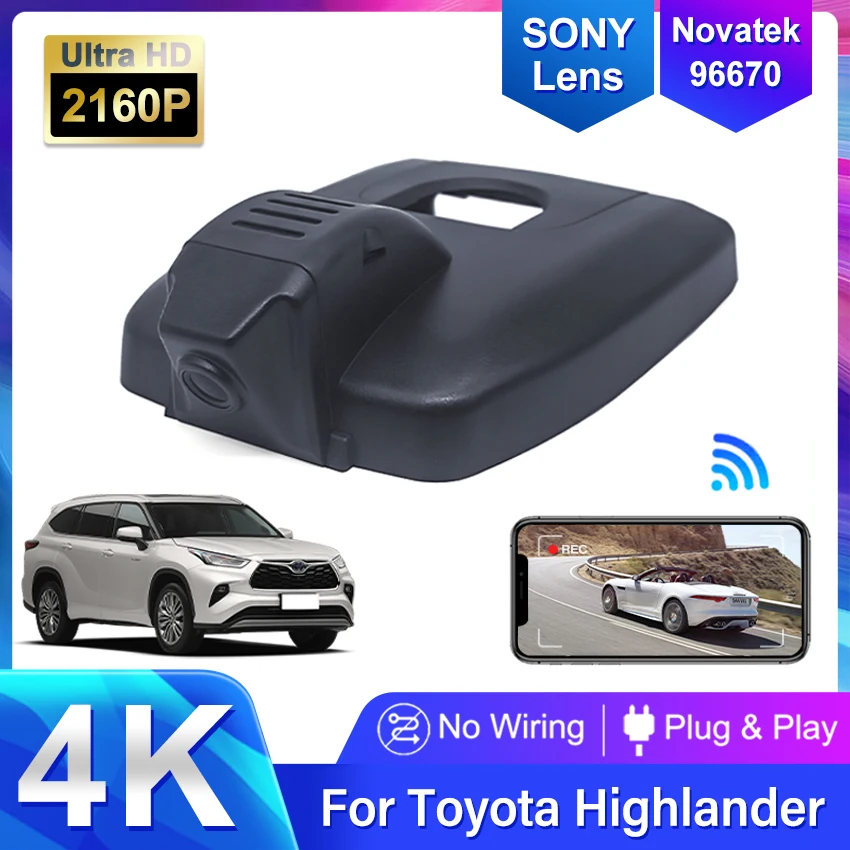 

Dash Camera for Toyota Highlander 3rd/4th Gen (XU50/XU70) 2020 2021 2022 2023, 4K Car DVR for Kluger,Accessories for Highlander