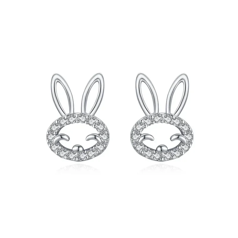 

Женские серьги-гвоздики с кристаллом в виде кролика