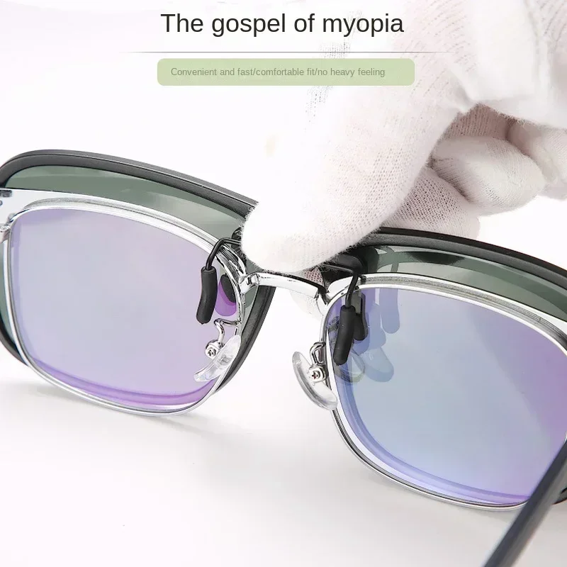 Driving Clip-On Sunglasses - Polarized Flip Up UV400 Photochromic Lenses, Anti-Glare Óculos for Myopia