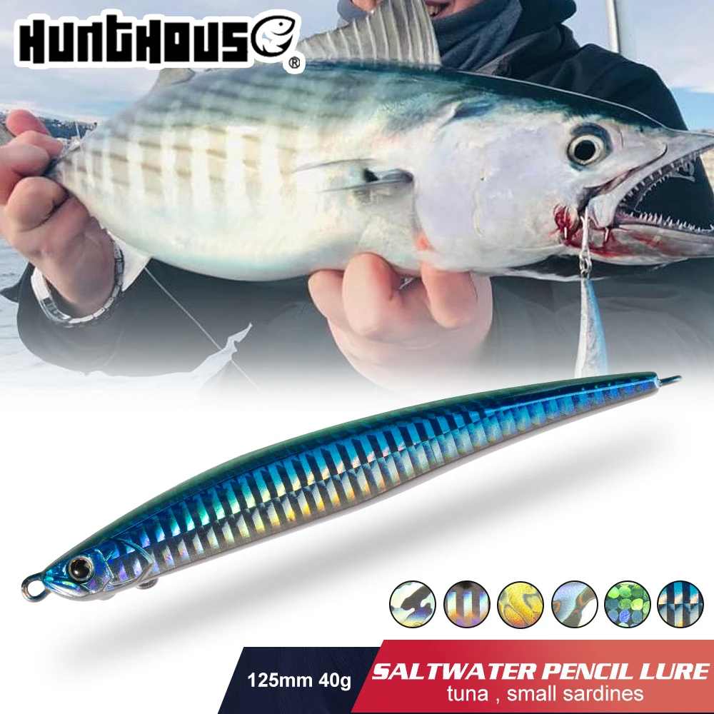 Hunthouse Pencil Fishing Lure Sinking 125mm/40g 175mm/50g Hard Bait Heavy Wobbler Saltwater Seabass For Pike Trout Fish Tackle rolling bait vibration pencil sinking lure wobbler 77mm 17g 100mm 30g 110mm 50g vib stickbait hard bait for ice fishing