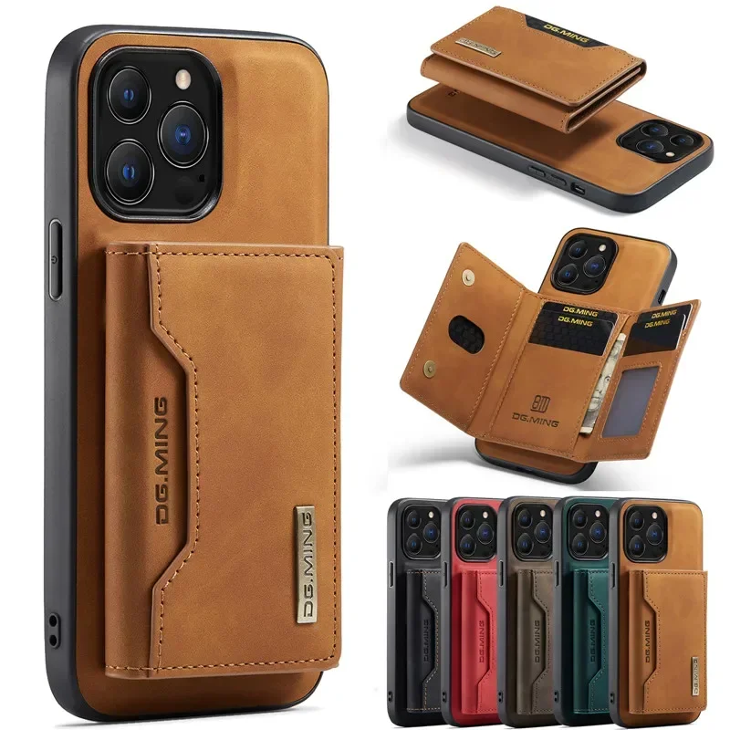Detechable Магнитный кожаный чехол для телефона iPhone 15 13 Pro Max 14 12 11 SE 2020 7 8 X XR XS Max кошелек сумки для карт чехол Coque