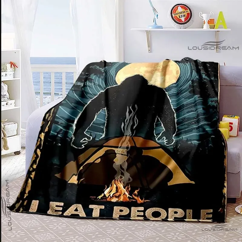 Bigfoot Savage Blanket Cool Graffiti Gorilla Blanket Camping Sofa Bed Blanket Lightweight Soft Flannel Bedspread Warming Cover 4