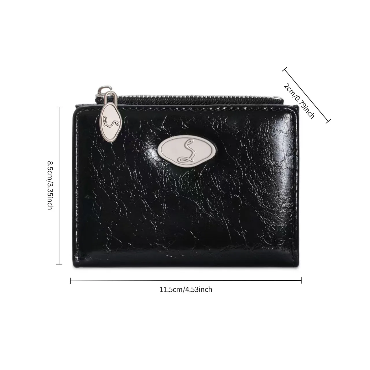 Wine Red Glossy Short Wallet for Women - Elegant Zipper Card Holder & Versatile Multi-slot Coin Purse