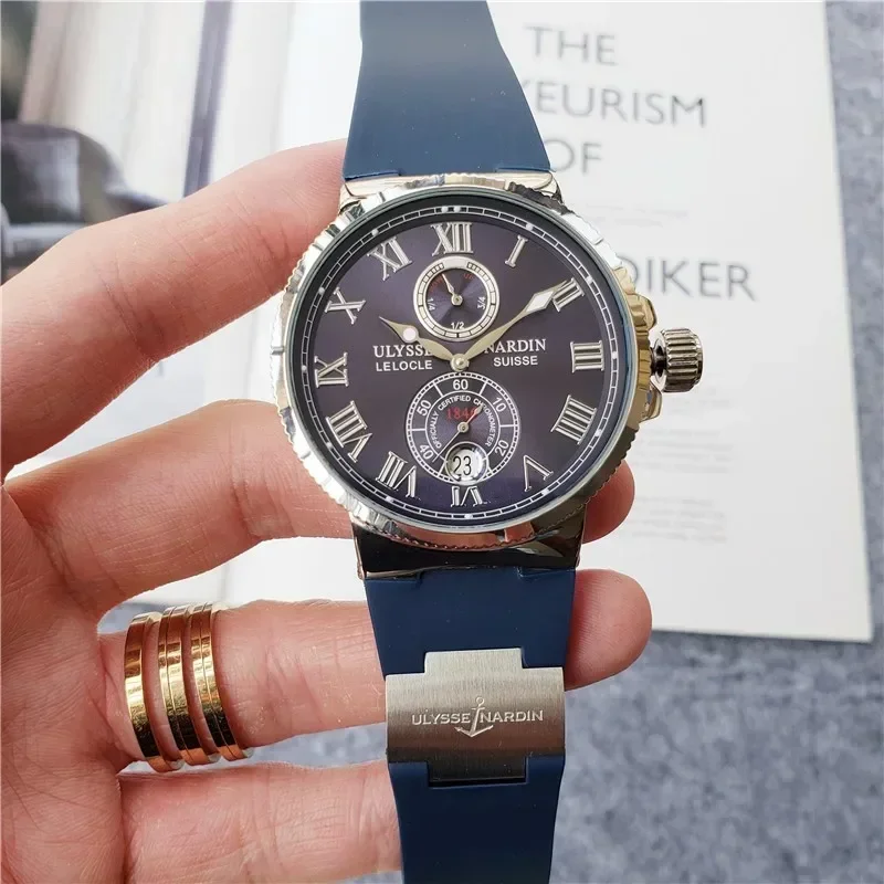 

Men's Luxury Automatic Mechanical Ocean MARINE Watch - Kinetic Energy Display, Blue Dial, Ulysse Clasp
