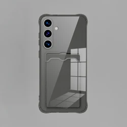 Clear Card Slot Silicone Protection Case - Enhanced Durability and Style for Samsung Galaxy S24 (Dark Grey)