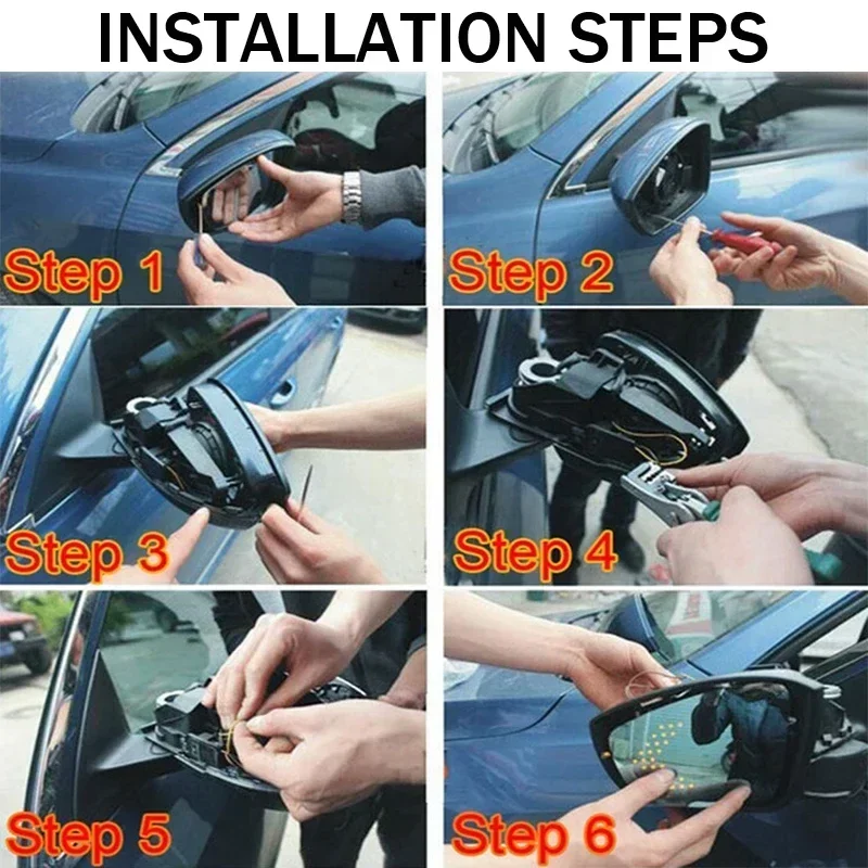 2PCS Car LED Arrow Panel Mirror Indicator Turn Signal Light Automobile Motorcycles Rearview Car LED Rearview Mirror Mirror Light